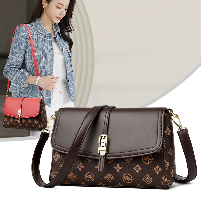 Women's Printed High Capacity Shoulder Bag - PU Leather Crossbody Handbag