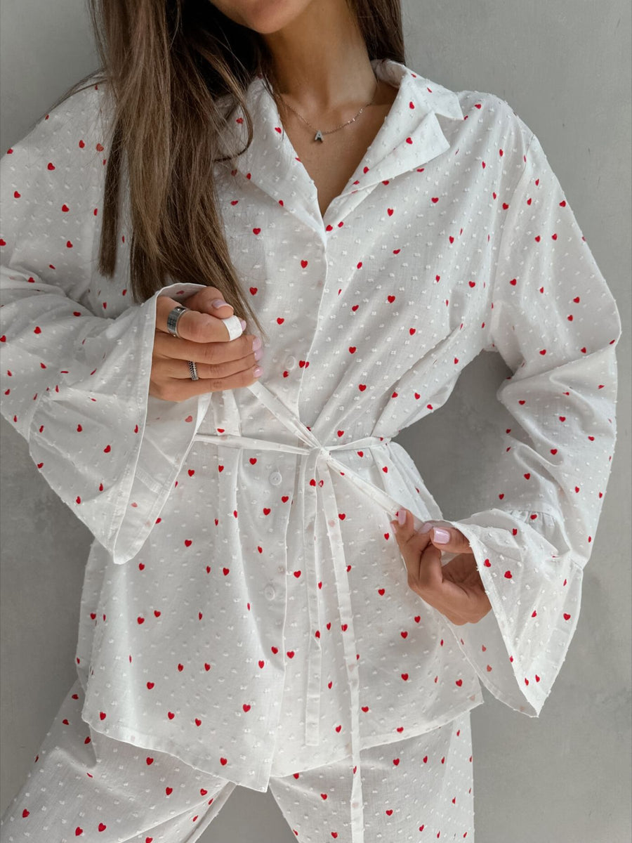 Heart Print Long-Sleeve and Pants Lounge Set