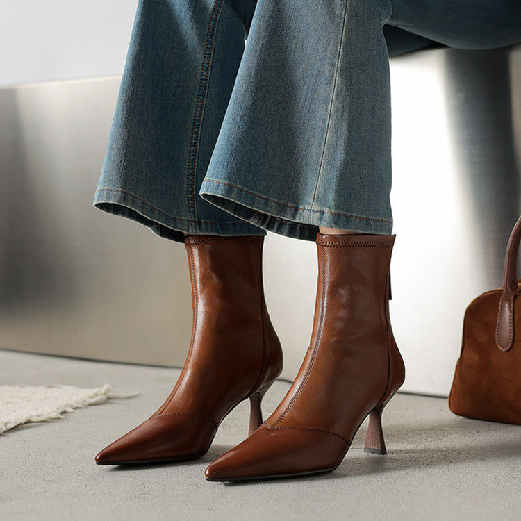 Cowhide Stiletto Ankle Boots