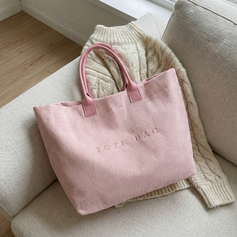 Retro Lettered Casual Tote Bag for Women - Horizontal Rectangle Handbag