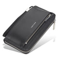 Men's Large Capacity Zippered Clutch Bag – PU Leather Business Wallet Wristlet