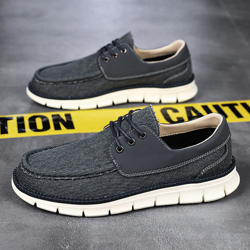 Men's Breathable Canvas Casual Shoes - Lightweight Lace-Up Sneakers for Everyday Wear