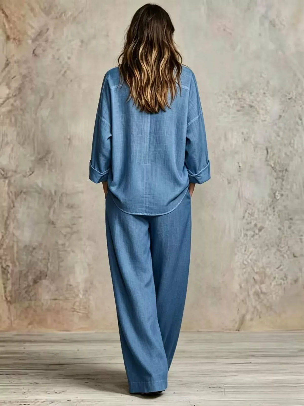 Women's Button-Down Shirt & Wide-Leg Pants Set — photo 15