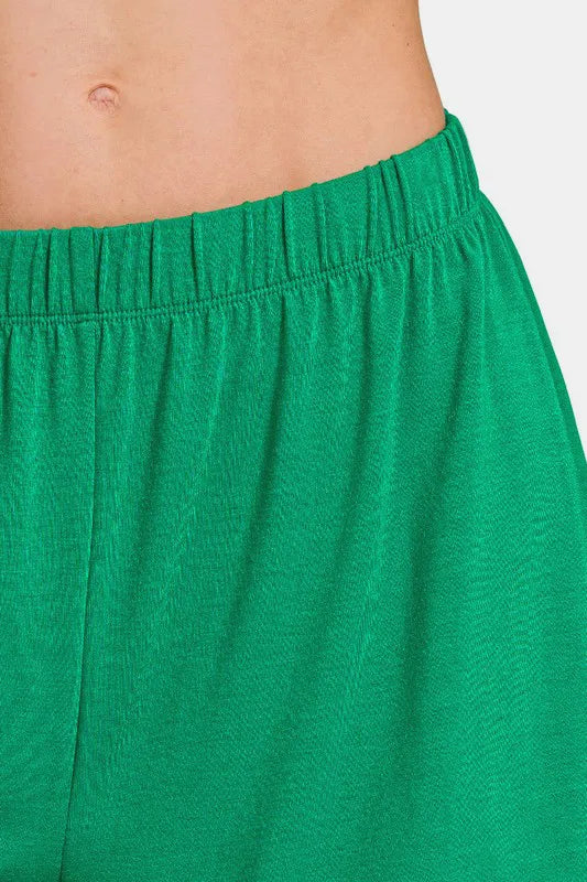 Button Down Short Sleeve Top and Shorts Lounge Set — K Green
