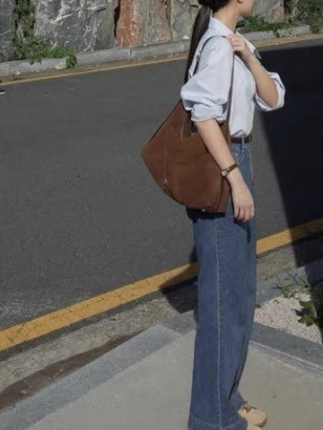 Matte Retro Commuter Tote Shoulder Bag
