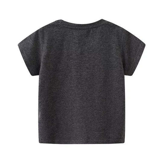 Another view: Kids' Space-Graphic Cotton T-Shirt – Black