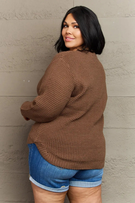 Another view: Breezy Days Curve High-Low Waffle Knit Sweater