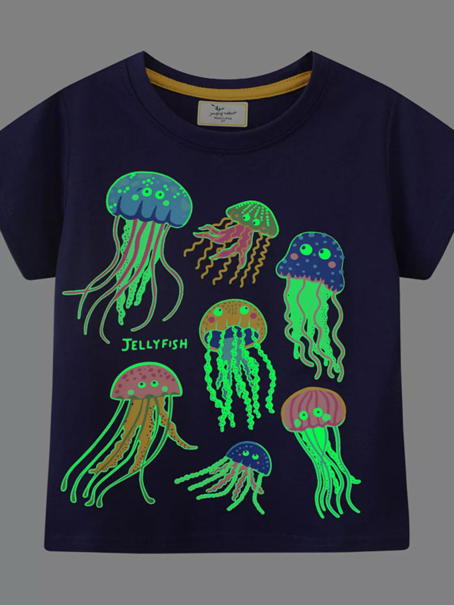 Kids' Glow-in-the-Dark Jellyfish T-Shirt – Black