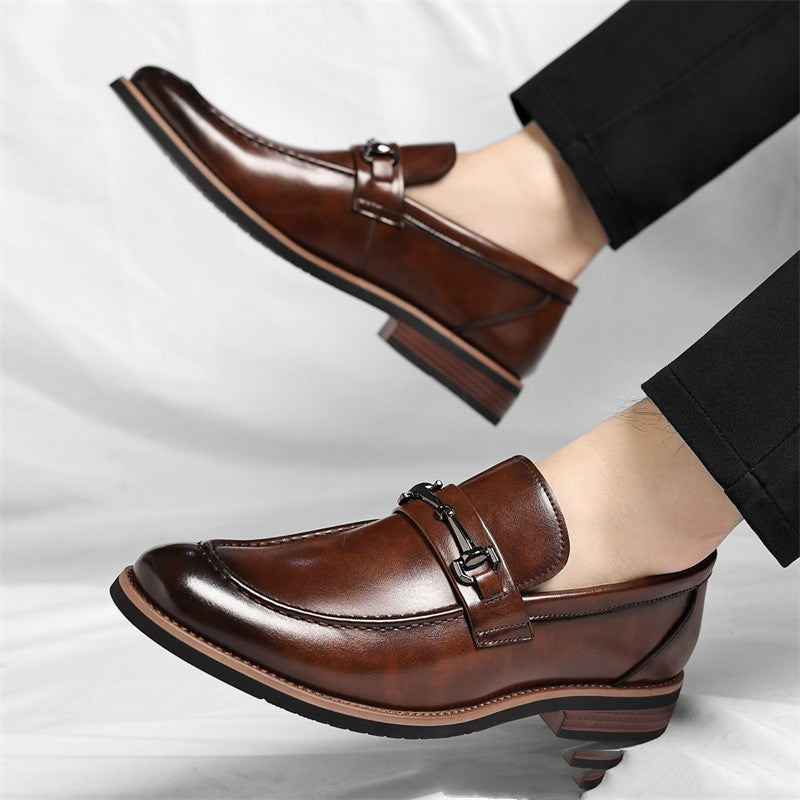 Men's Pointed Toe Business Dress Shoes - Breathable Non-Slip Leather Oxfords