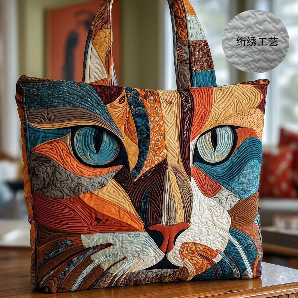 Quilted Digital Print Tote Bag - High Capacity Women's Shoulder Bag with Embroidery