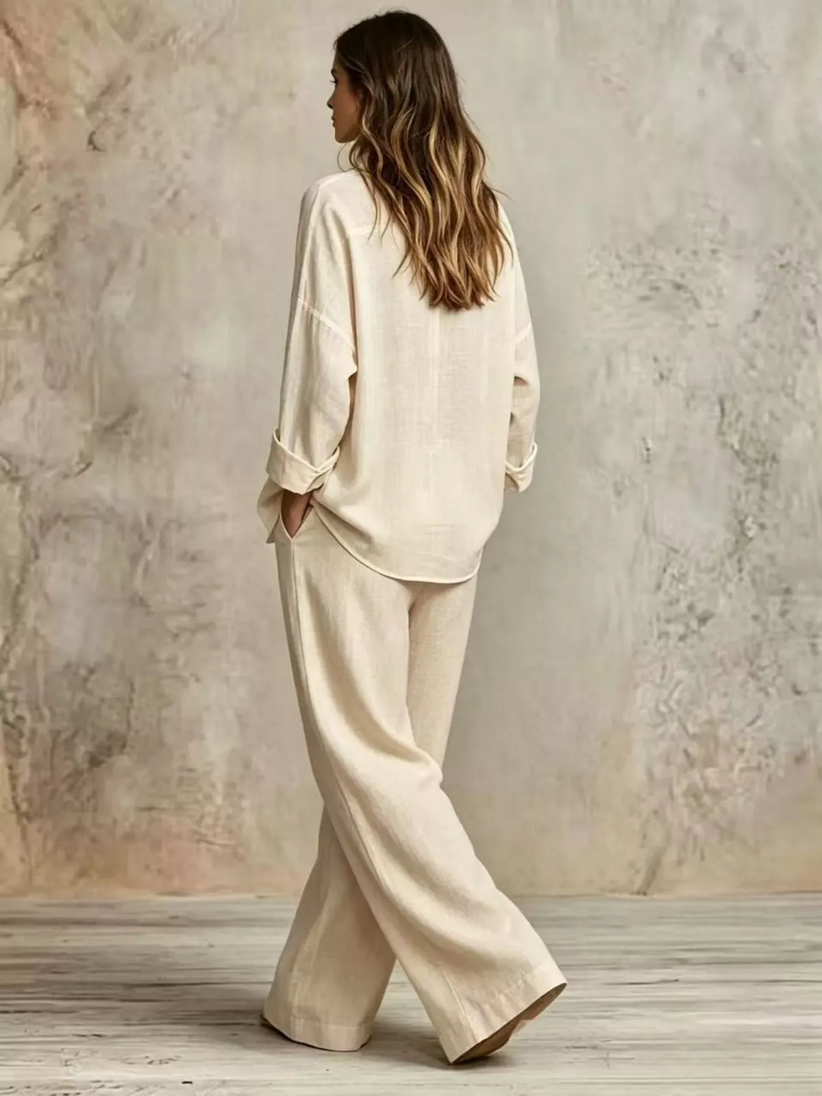 Women's Button-Down Shirt & Wide-Leg Pants Set — photo 3