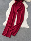 Feather-trim strapless belted wide-leg jumpsuit