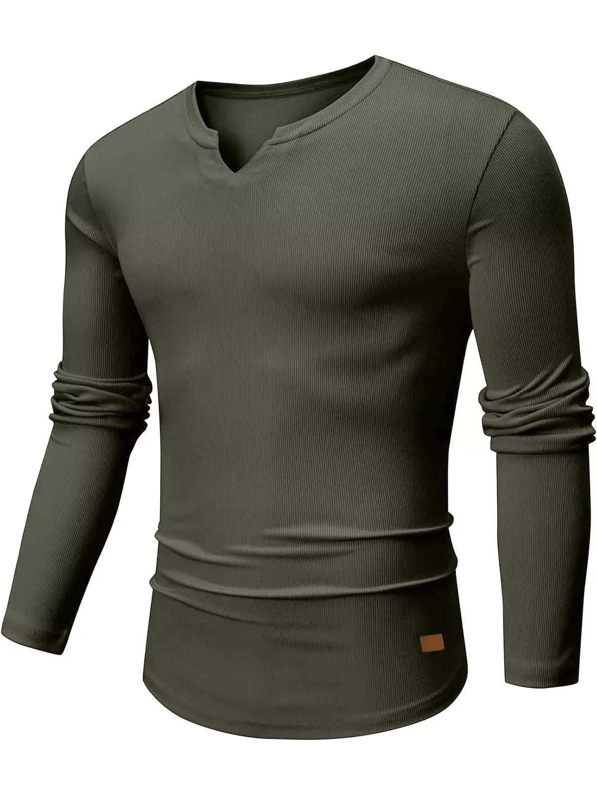 Men's Ribbed Slim-Fit Long-Sleeve Henley — photo 42