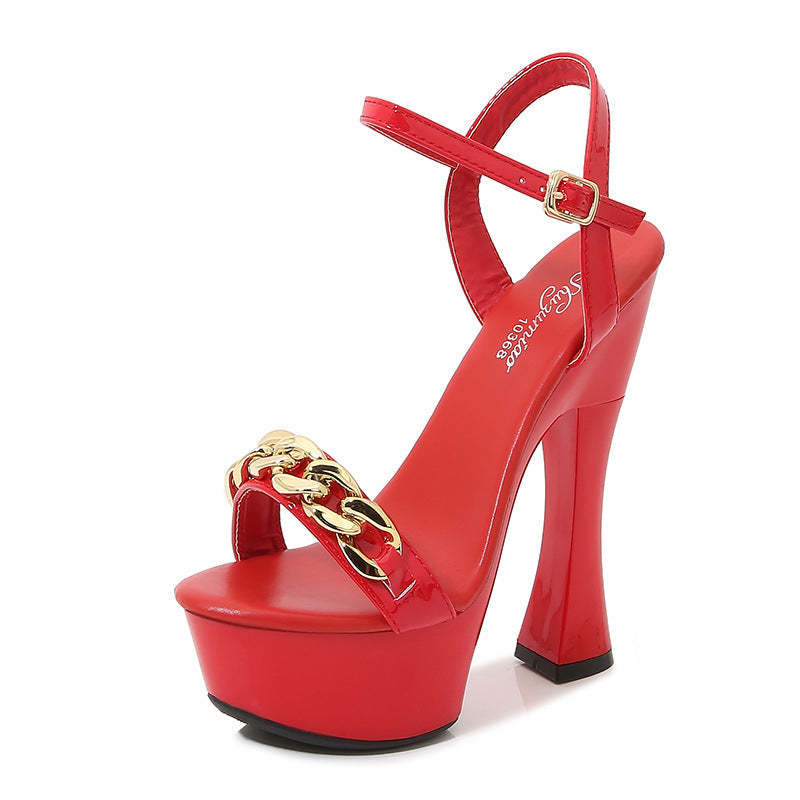 14cm Chunky-Heel Waterproof Platform Ankle-Strap High Heels – Women's Sexy Summer Heels
