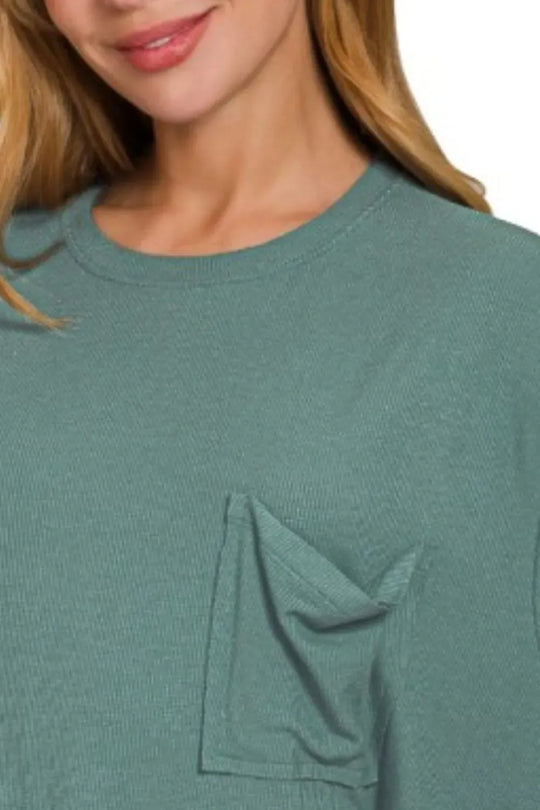Another view: Oversized Ribbed Round Neck Short Sleeve Tee — Ash Jade