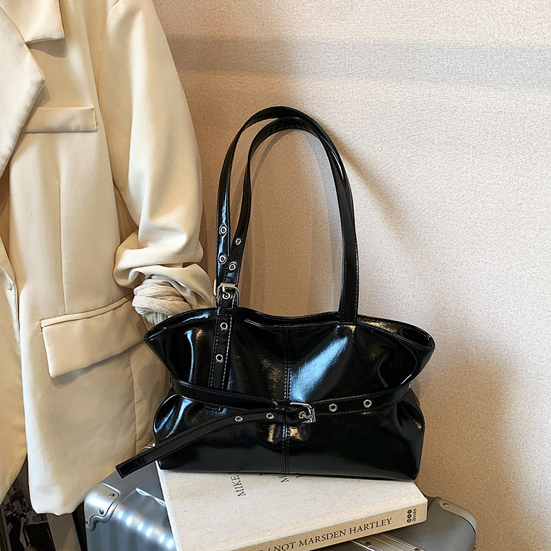 Oil-Waxed PU Leather Bucket Bag
