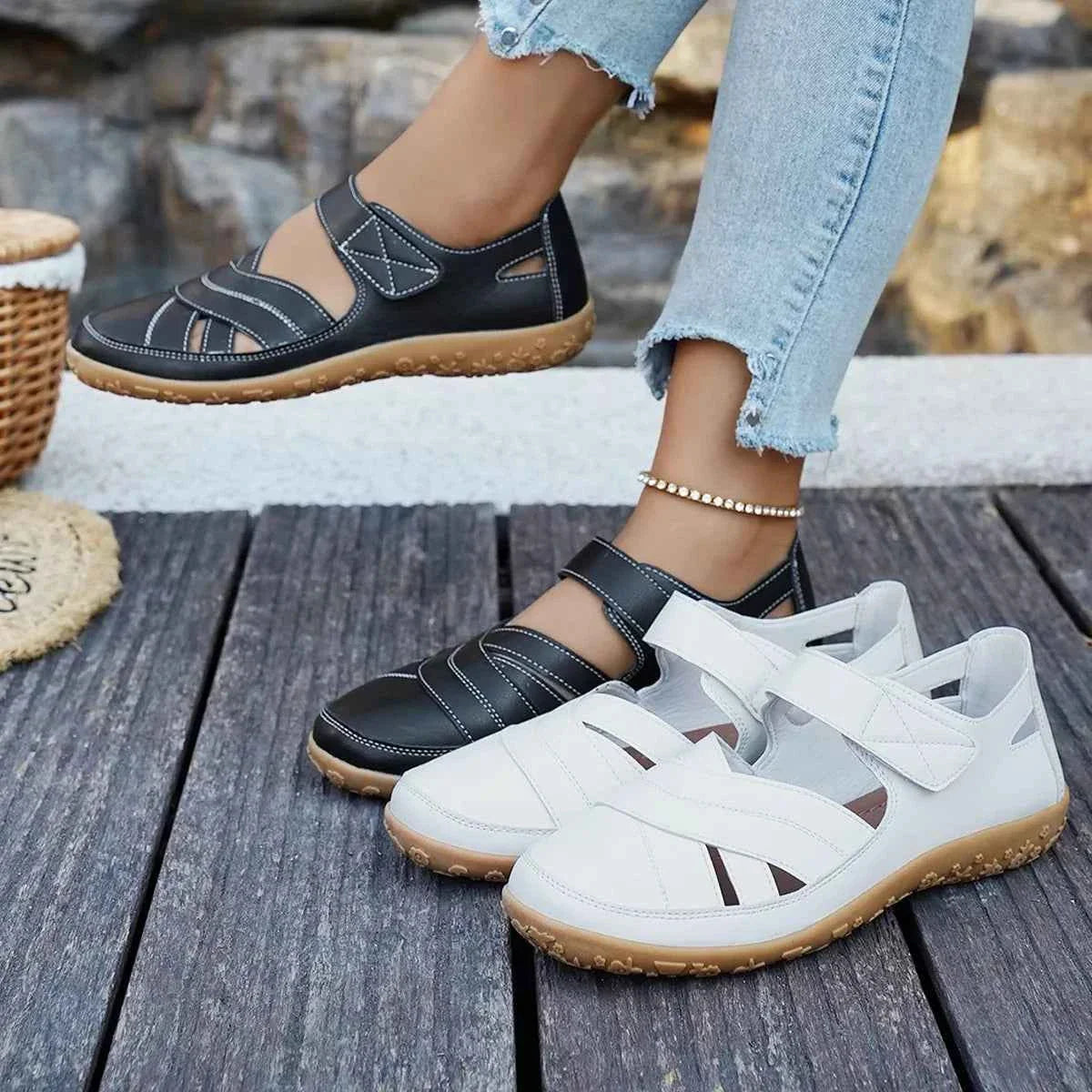 Women's Velcro Slip-On Sneakers | Casual Flat Walking Shoes | Comfortable Everyday Footwear