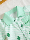 Poppy Lane Lucky Clover Print Striped Shirt & Shorts Set — product view 3