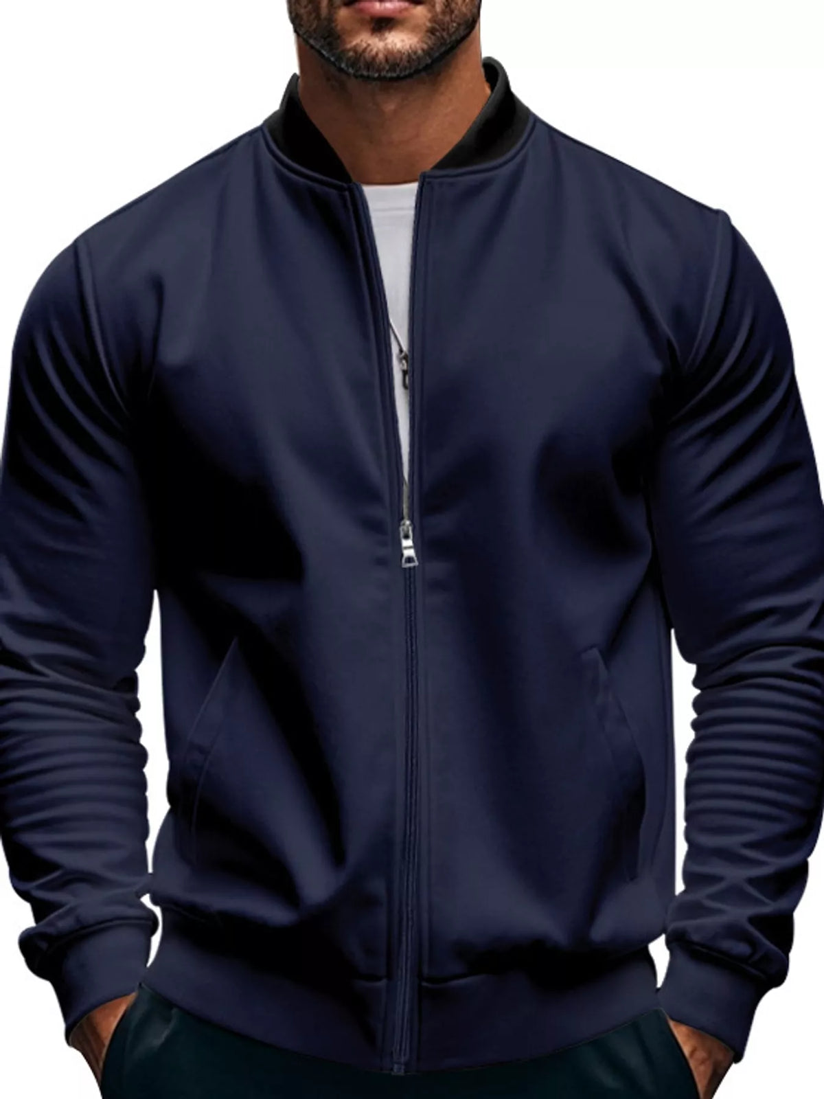 Men's Classic-Fit Zip-Up Bomber Jacket with Pockets — photo 12