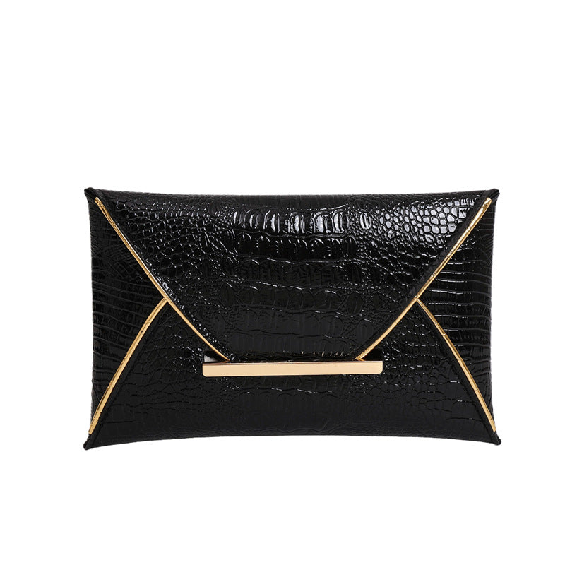 Crocodile Pattern Envelope Clutch Bag