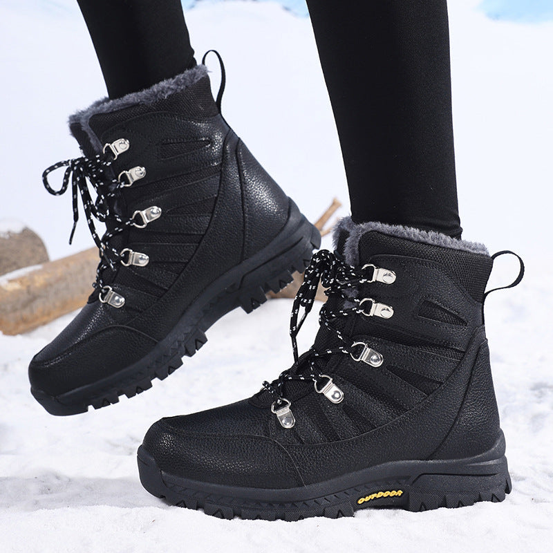 Women's Fleece-Lined Snow Boots - Waterproof Winter Boots with Rubber Sole