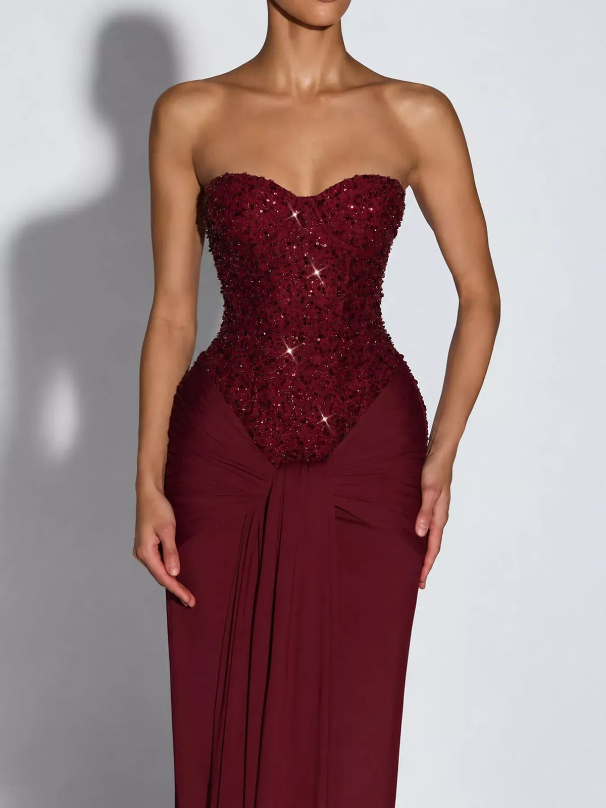 Women's Strapless Sequin Corset Maxi Dress — photo 19