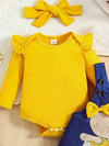 Little Orbit Ruffled Bodysuit and Overall Dress Set with Headband — product view 2