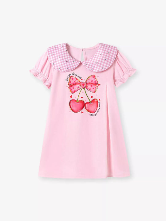 Another view: Girls’ Cherry Peter Pan-Collar Dress — Blush Pink