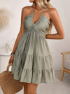 Smocked halter-neck tiered dress — alternate product view 15
