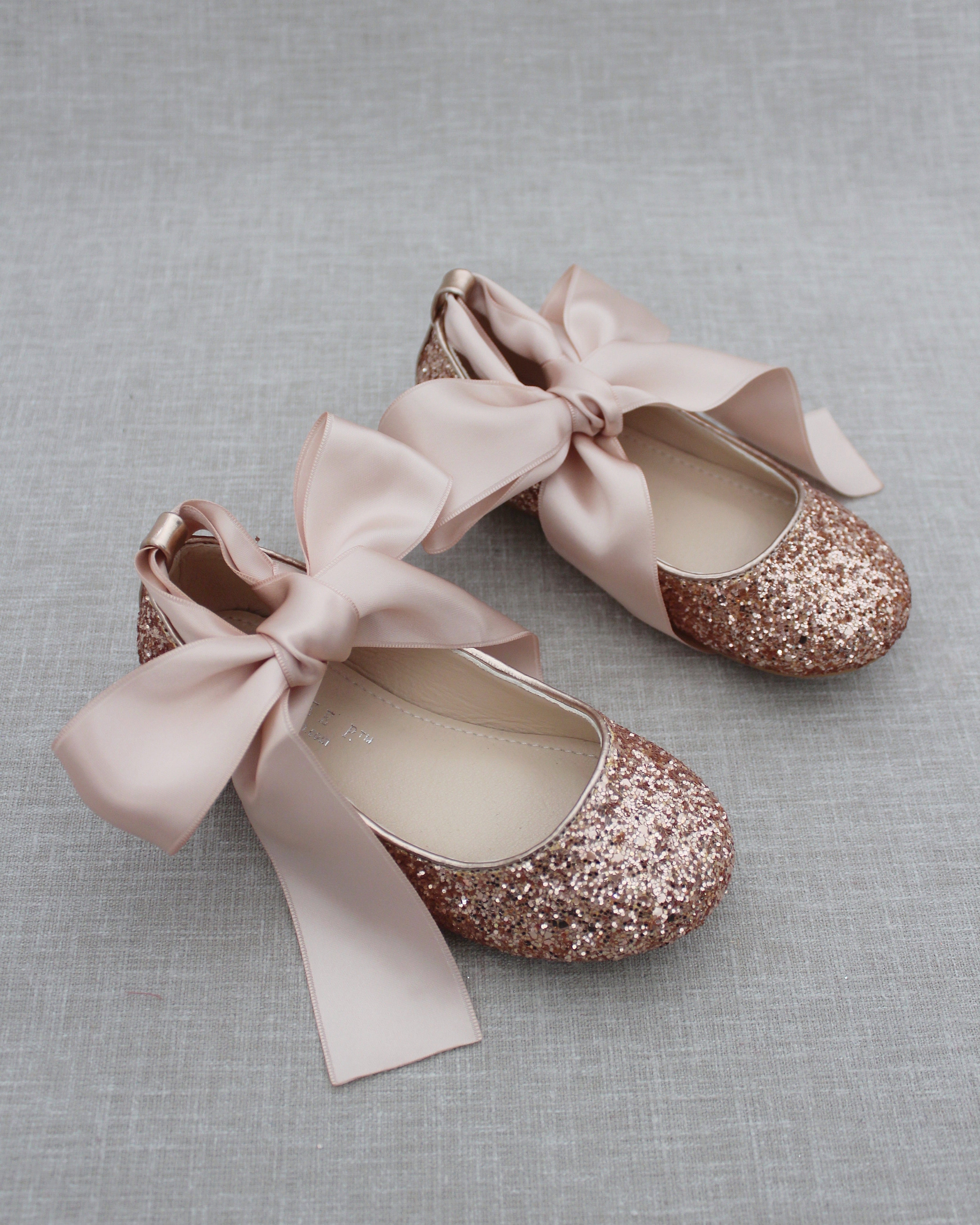 Rock Glitter Ballet Flats with Satin Ankle Strap