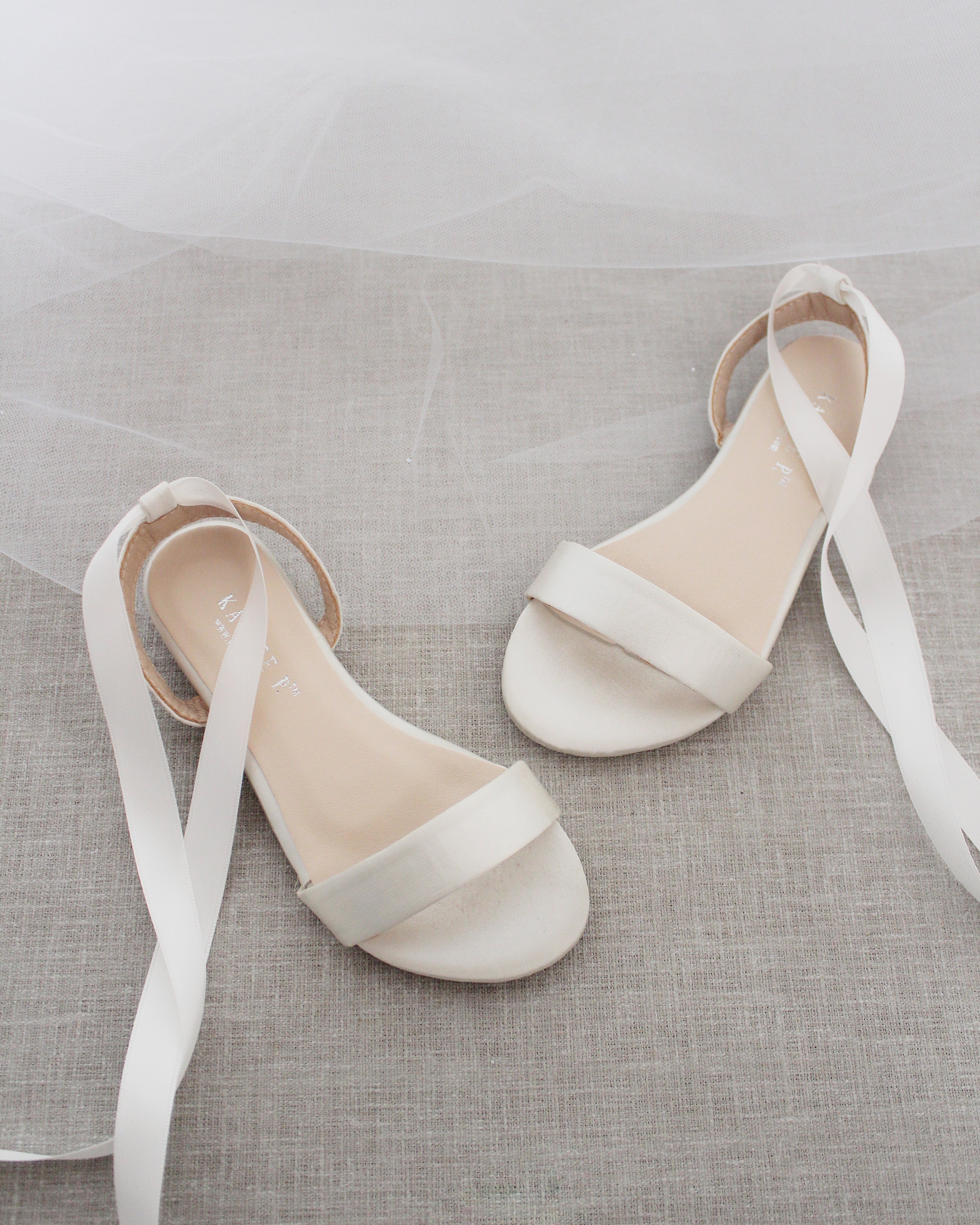 Girls Satin Flat Sandal with Ballerina Lace Up