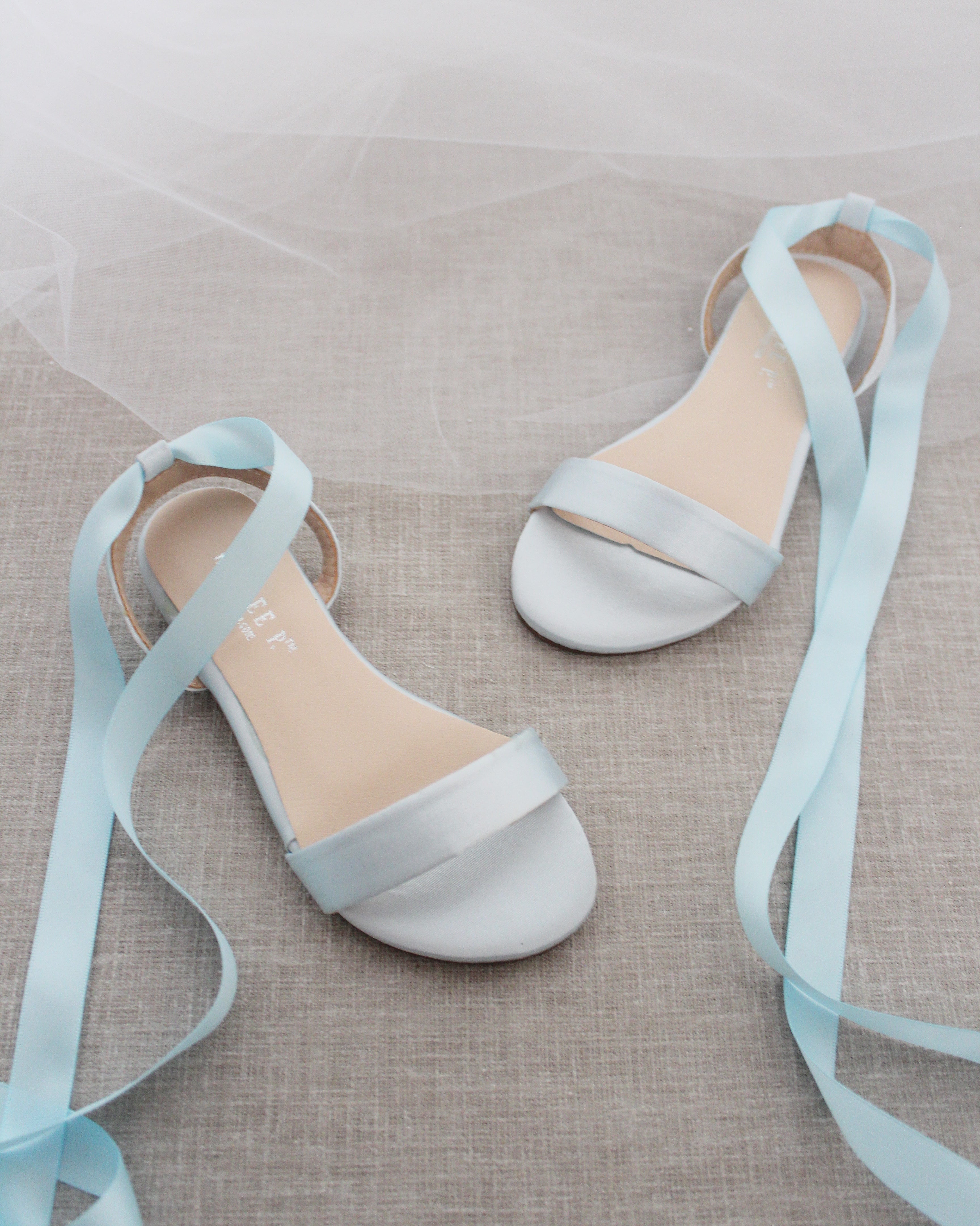 Girls Satin Flat Sandal with Ballerina Lace Up