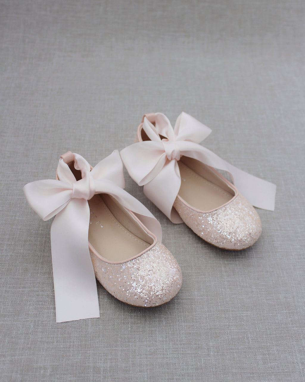 Rock Glitter Ballet Flats with Satin Ankle Strap