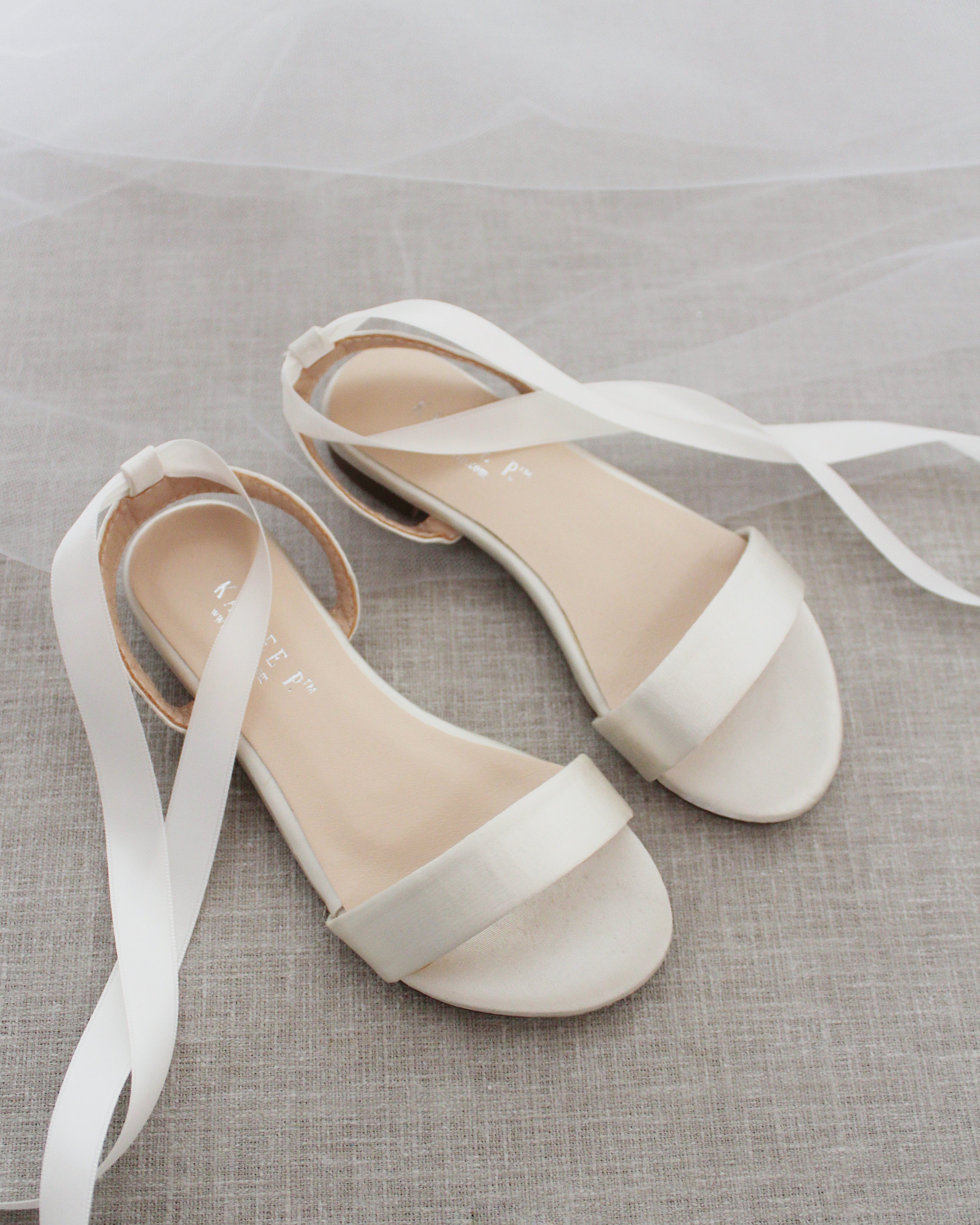 Girls Satin Flat Sandal with Ballerina Lace Up
