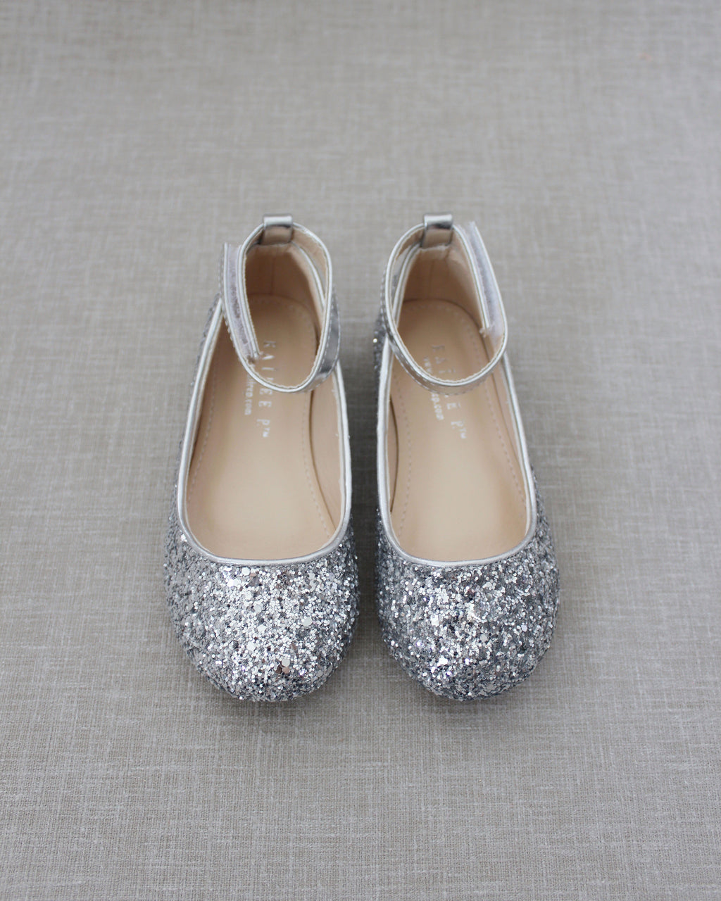 Rock Glitter Ballet Flats With Velcro Ankle Strap