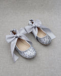 Rock Glitter Ballet Flats With Satin Ankle Strap
