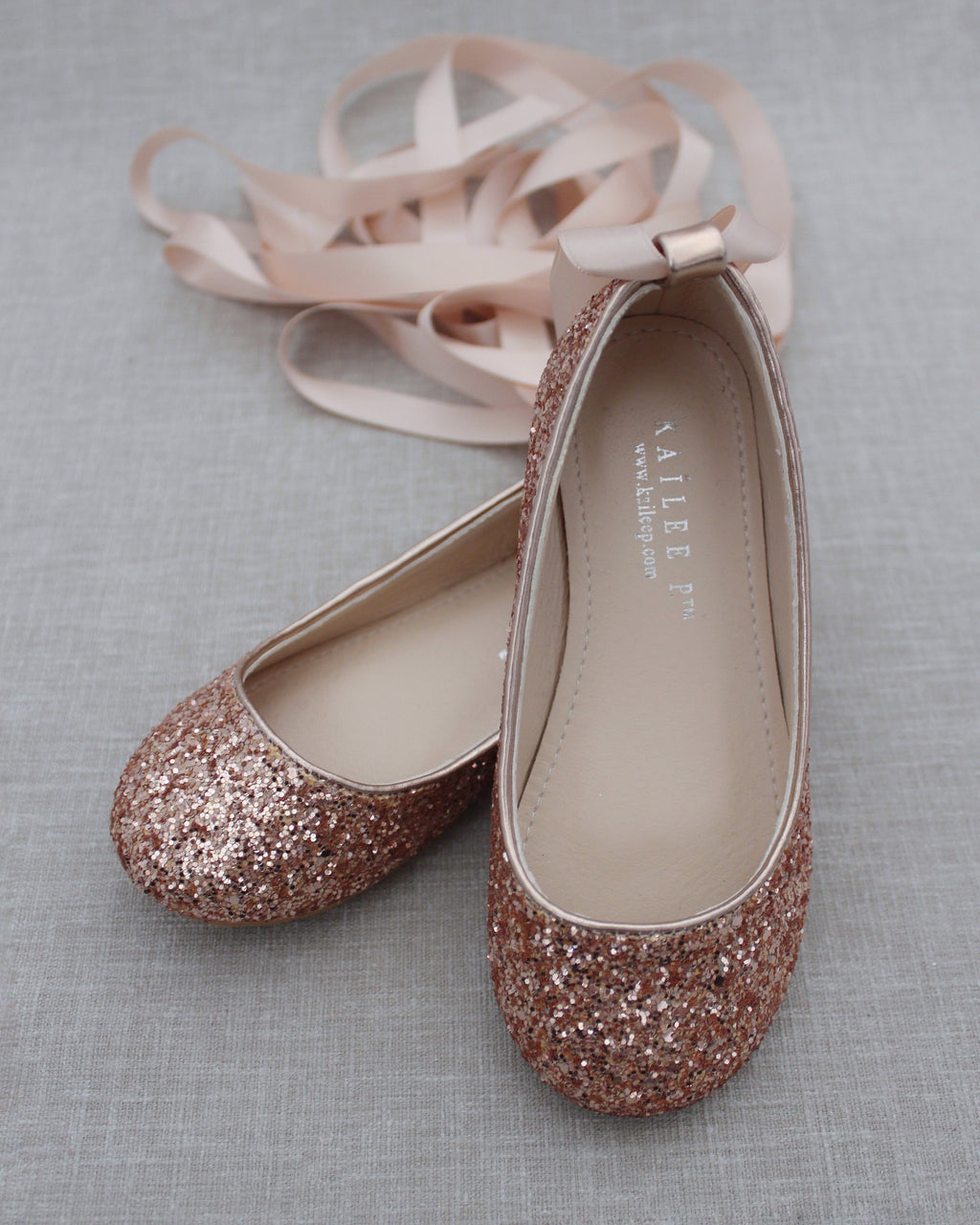 Rock Glitter Ballet Flats with Satin Ankle Strap