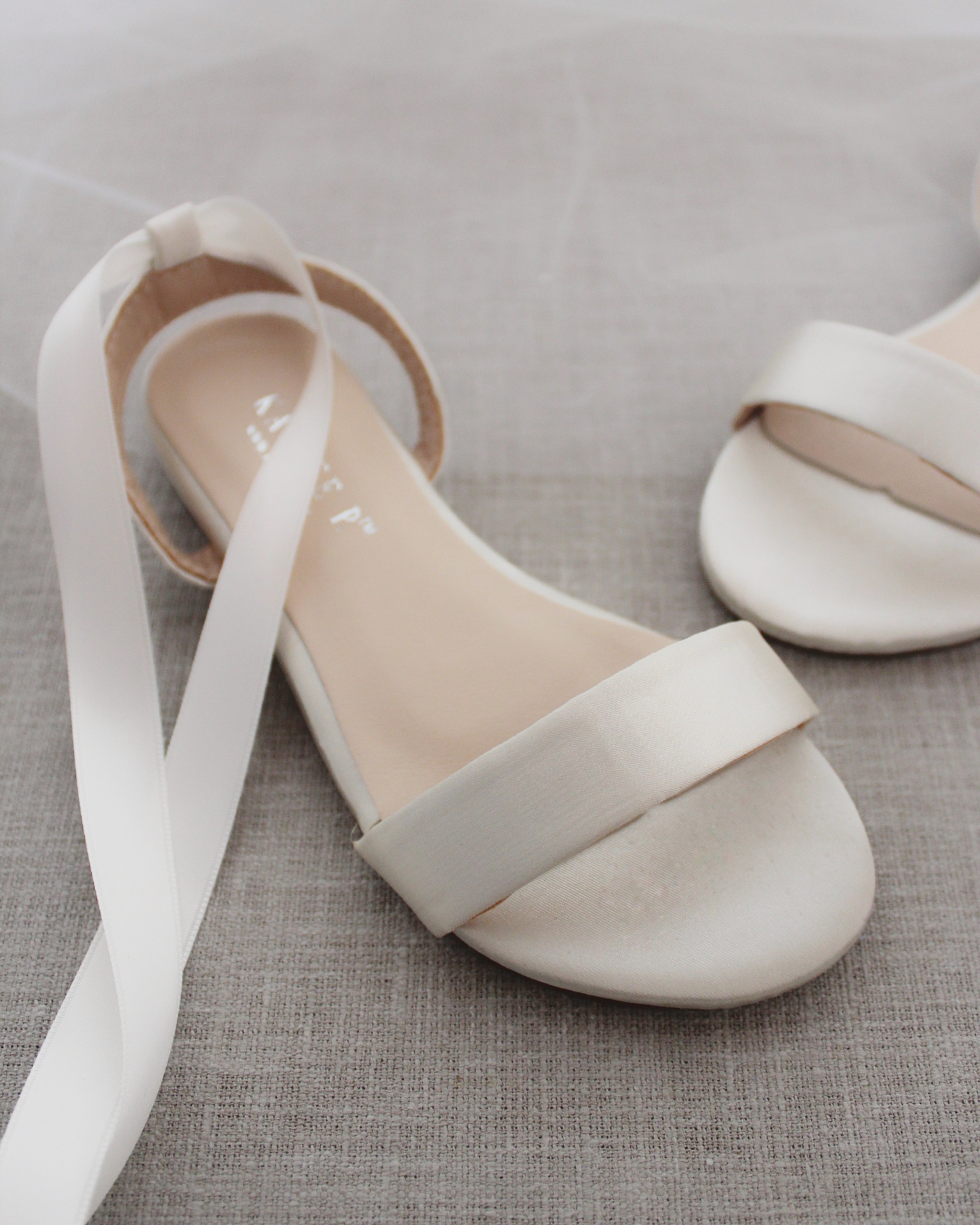 Girls Satin Flat Sandal with Ballerina Lace Up