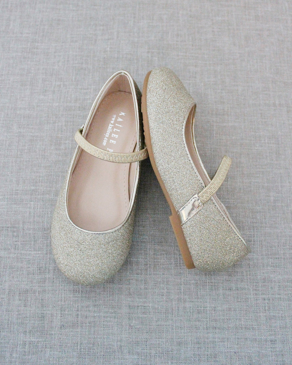 Gold Fine Glitter  Mary Jane Flats
