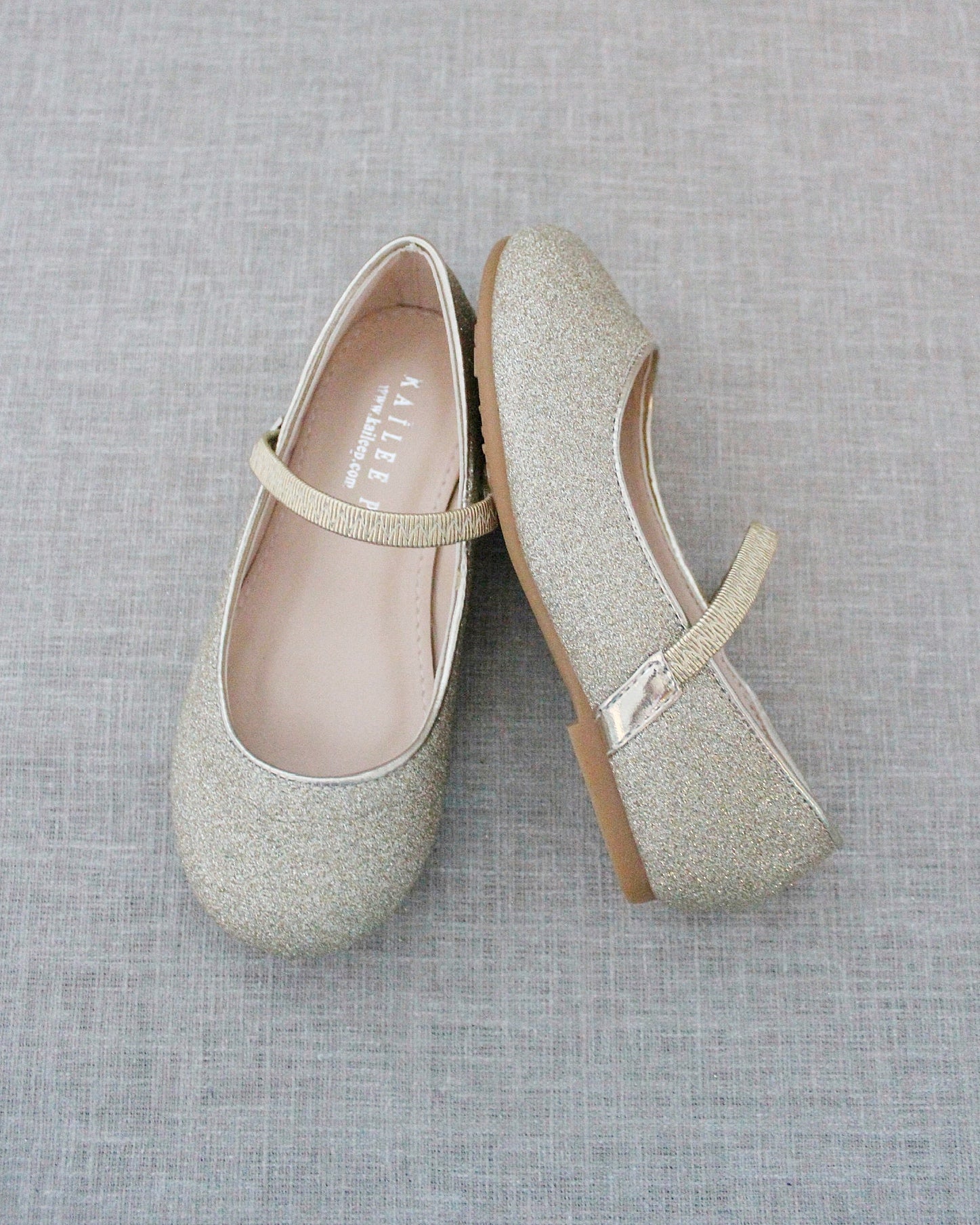 Gold Fine Glitter  Mary Jane Flats
