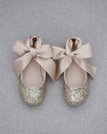 Rock Glitter Ballet Flats with Satin Ankle Strap