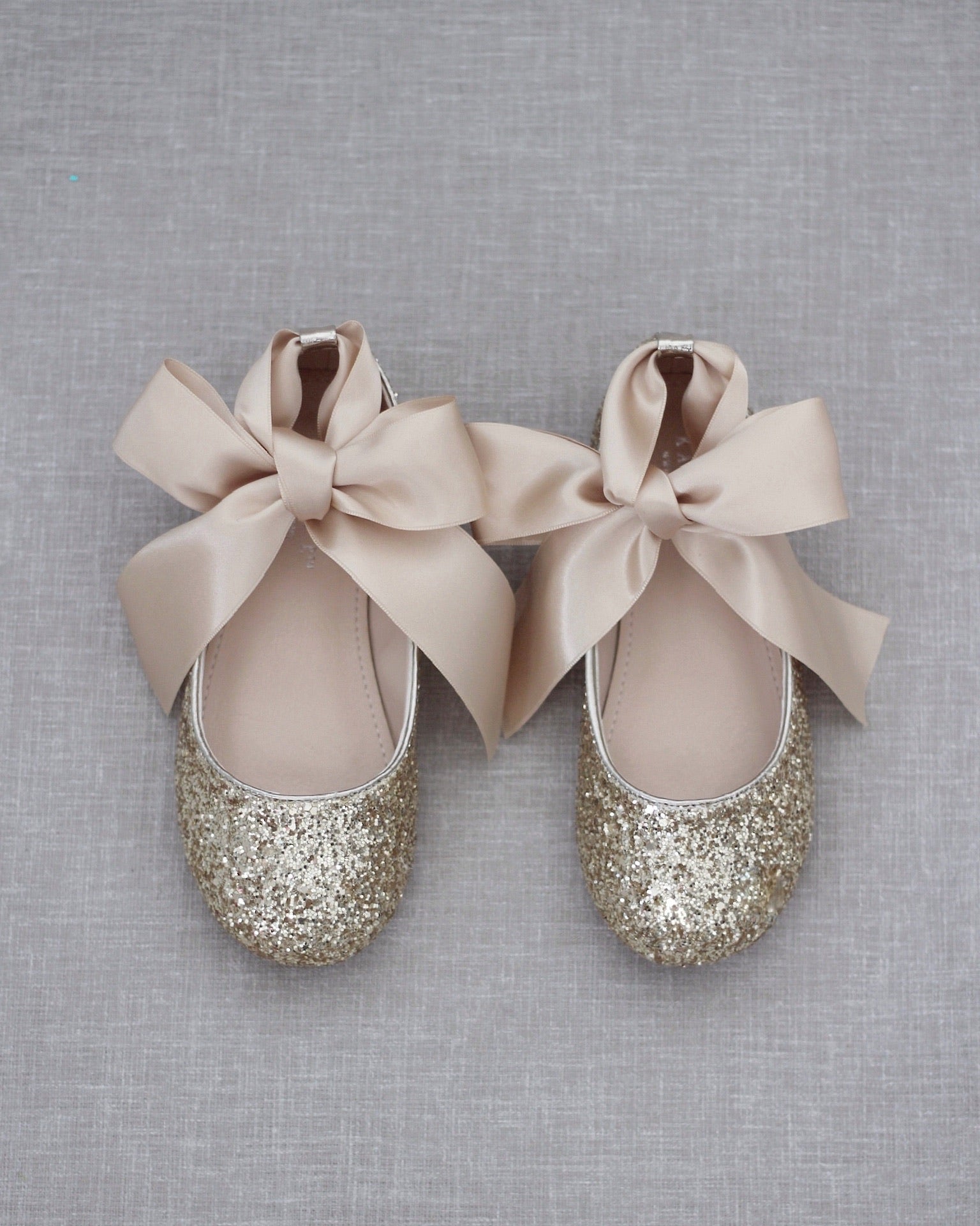 Rock Glitter Ballet Flats with Satin Ankle Strap