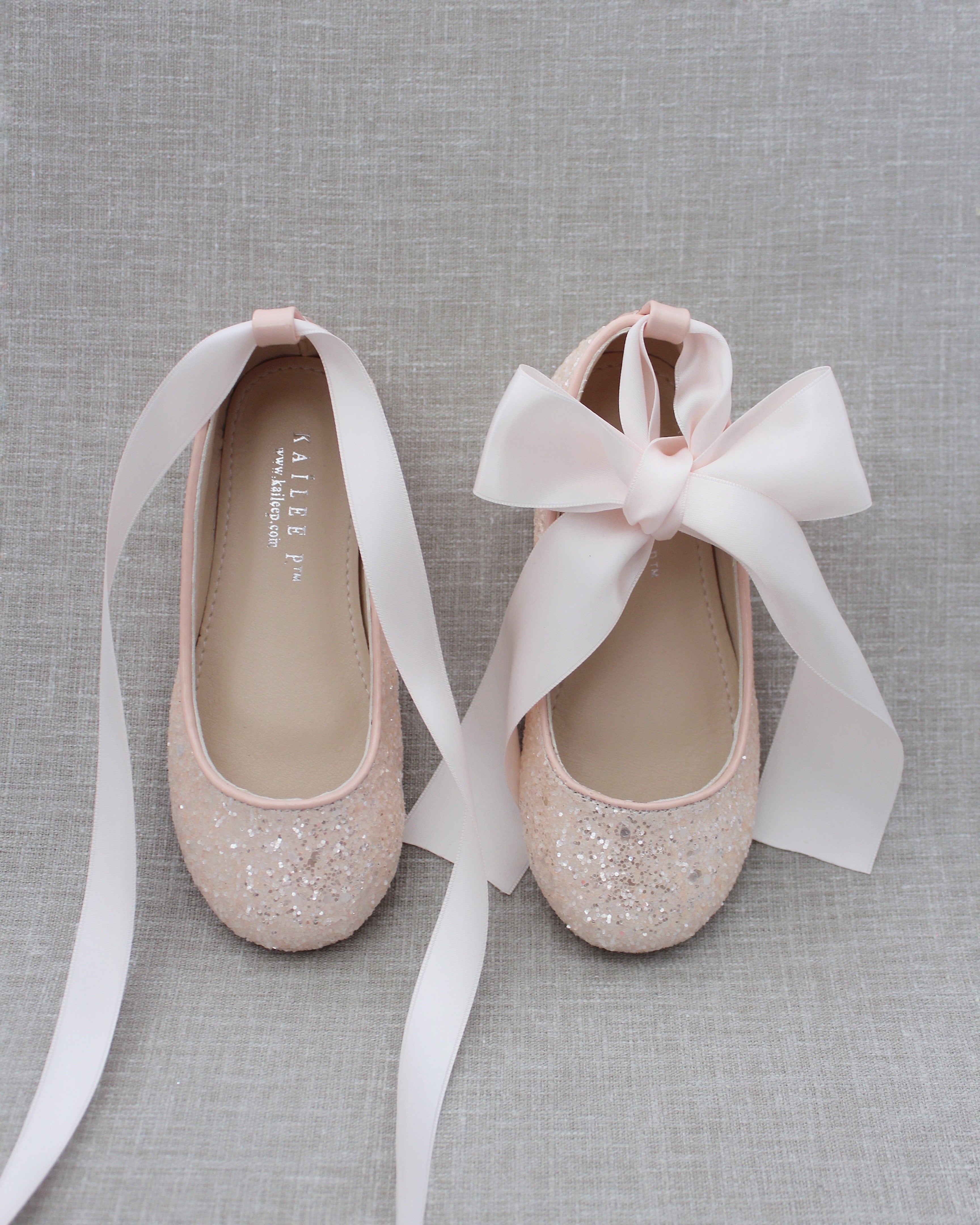 Rock Glitter Ballet Flats with Satin Ankle Strap