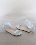 Girls Satin Flat Sandal with Wrapped Satin Tie