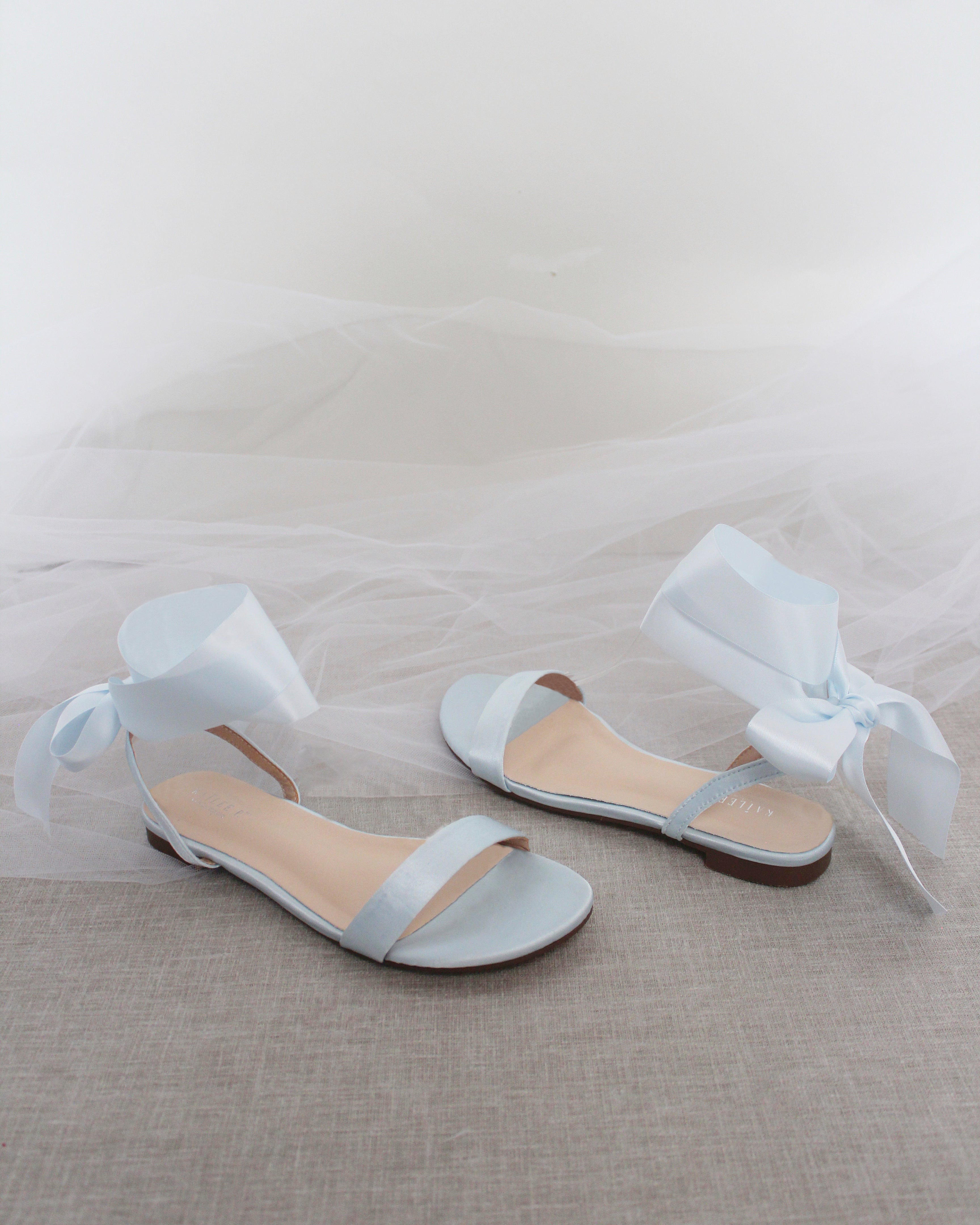 Girls Satin Flat Sandal with Wrapped Satin Tie