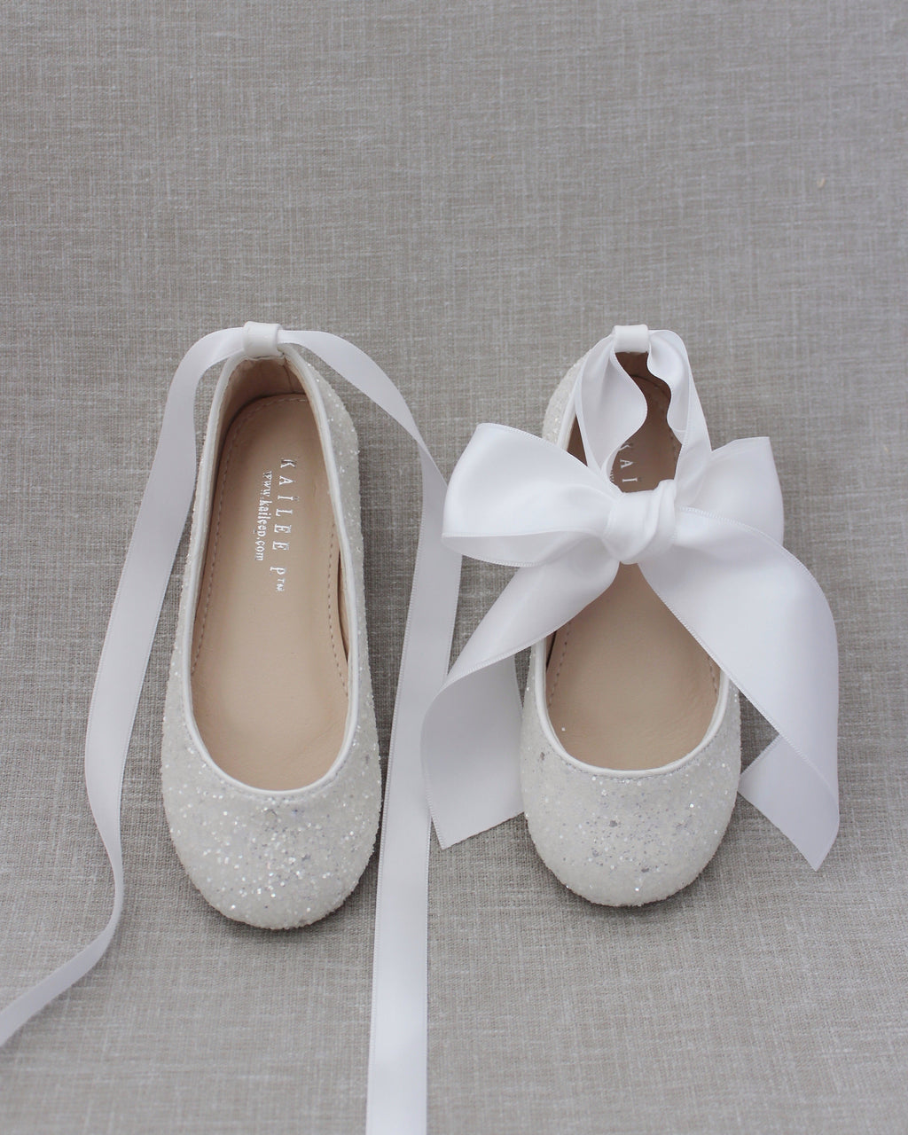 Rock Glitter Ballet Flats With Satin Ankle Strap
