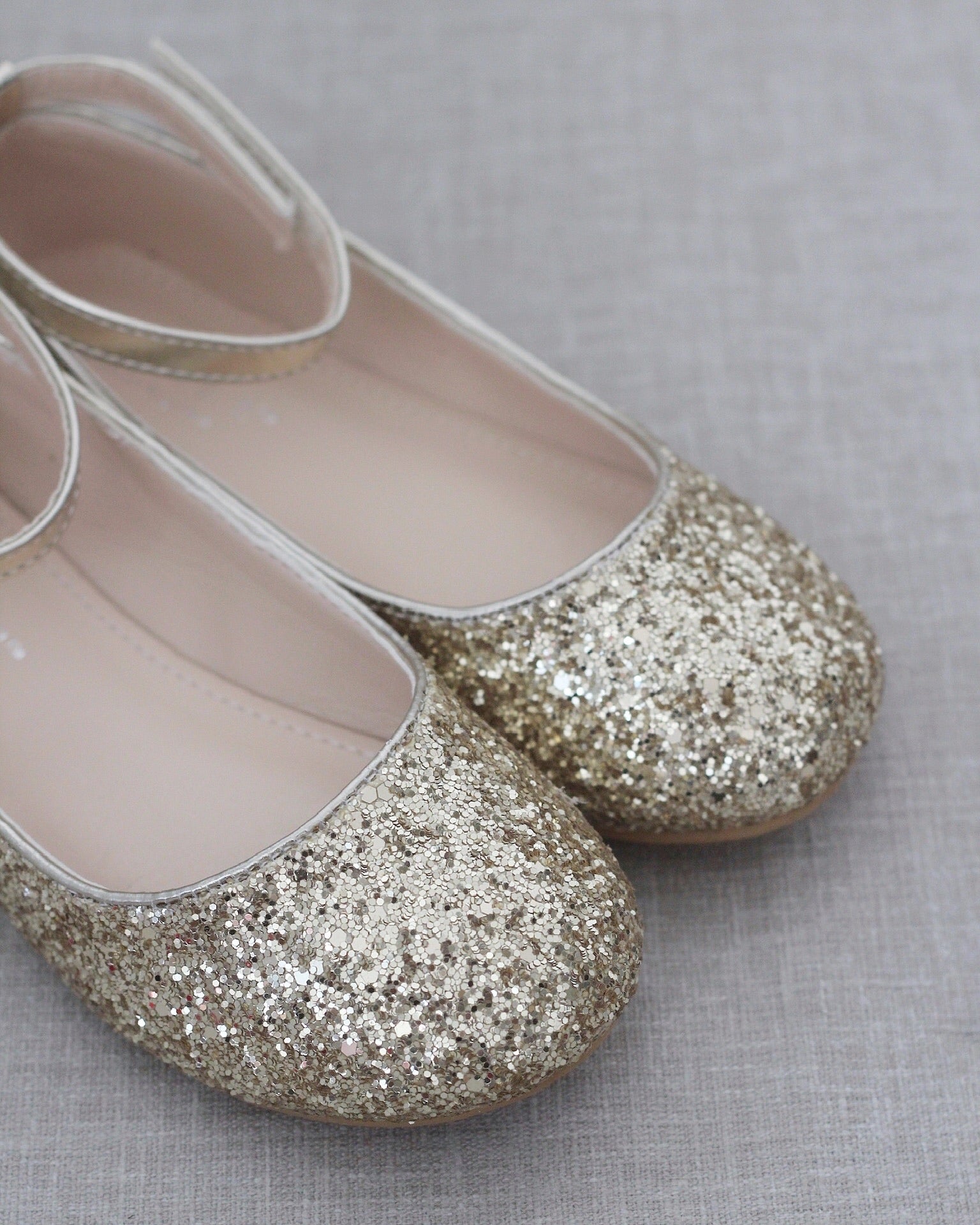 Rock Glitter Ballet Flats with Velcro Ankle Strap