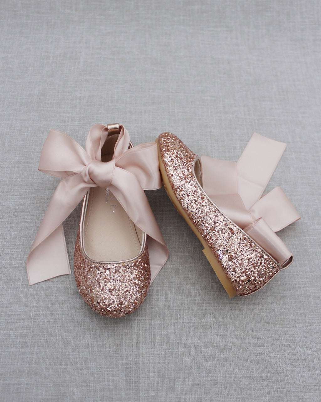 Rock Glitter Ballet Flats with Satin Ankle Strap