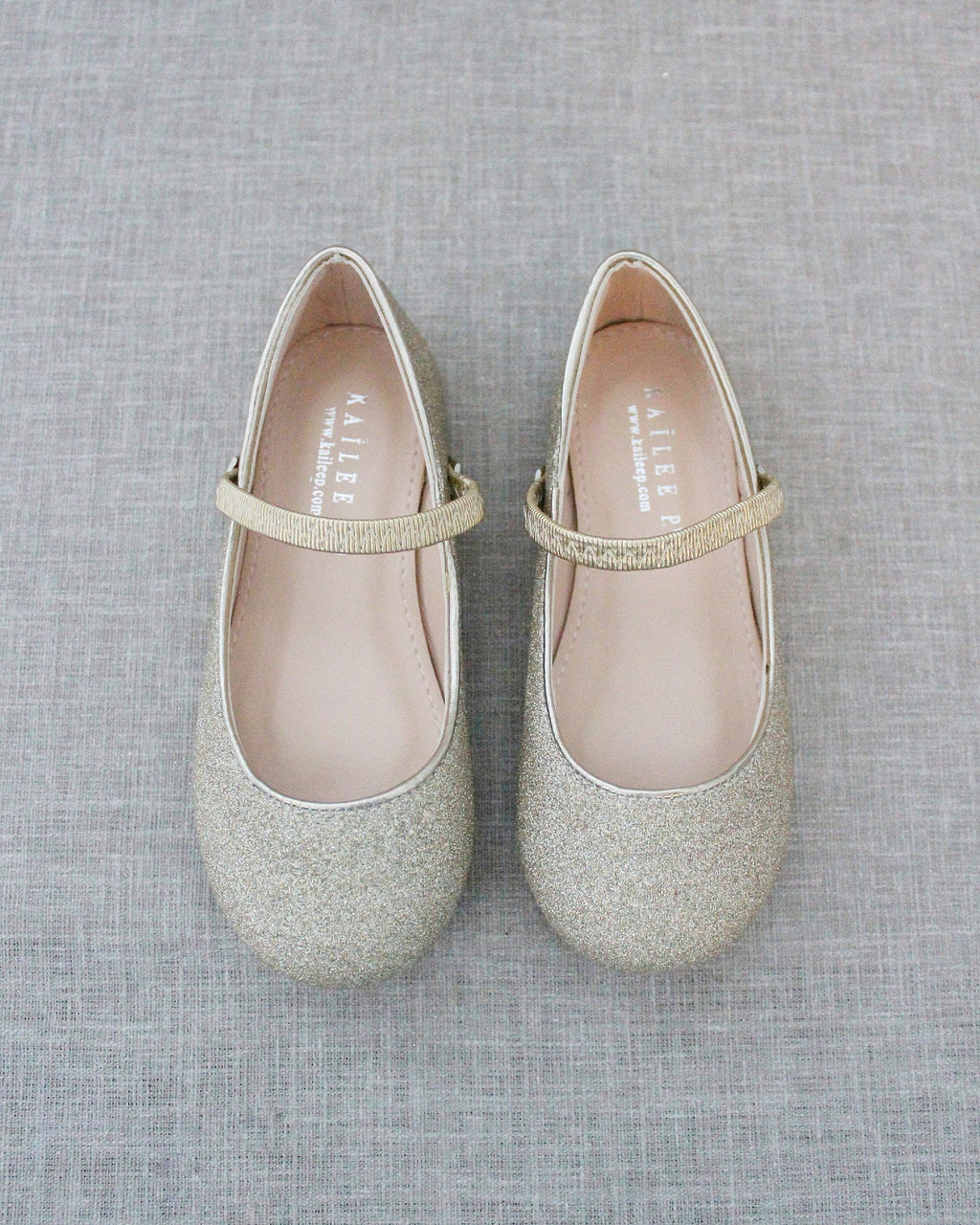 Gold Fine Glitter  Mary Jane Flats