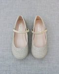 Gold Fine Glitter  Mary Jane Flats